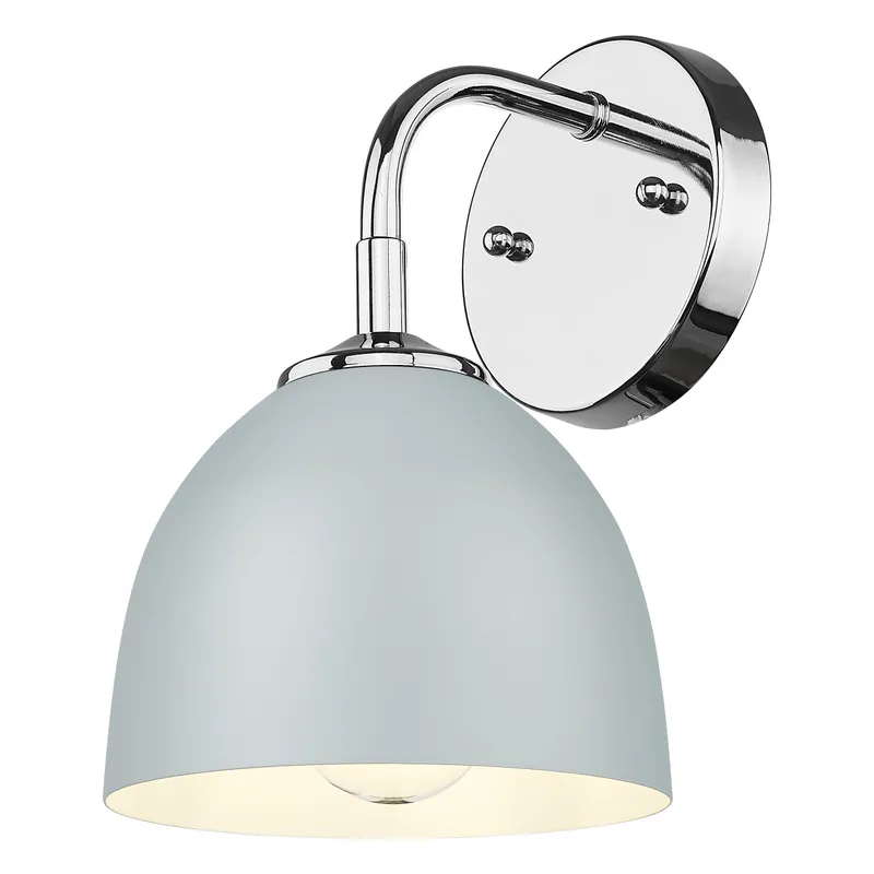 Zoey 1-light Wall Sconce in Chrome and Matte Gray shade — Golden Lighting LED Wall Lights 1.0W 
