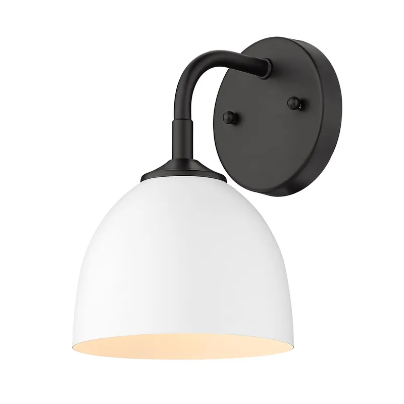 Zoey 1-light Wall Sconce in Matte Black and Matte White shade — Golden Lighting LED Wall Lights 1.0W 