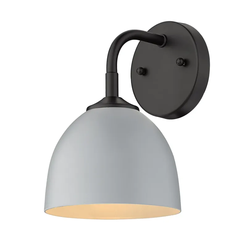 Zoey 1-light Wall Sconce in Matte Black and Matte Gray shade — Golden Lighting LED Wall Lights 1.0W 