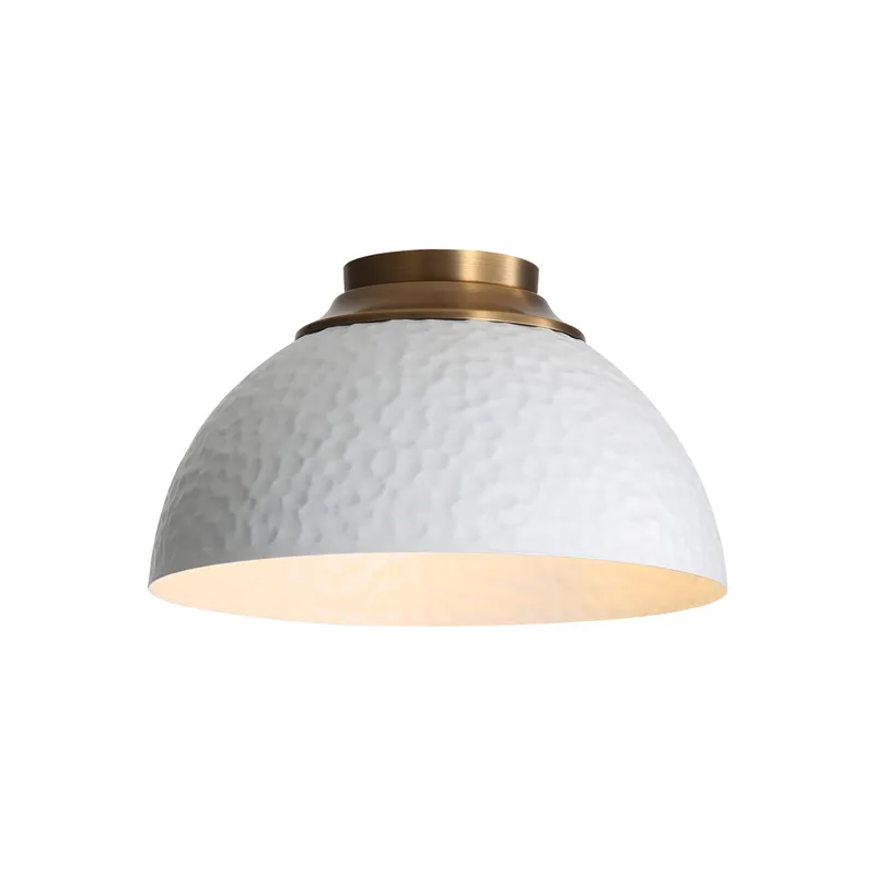 Golden Lighting Shepard 3-light Flush Mount in Modern Brass and Matte White shade — Golden Lighting LED Ceiling Lights 60.0W 