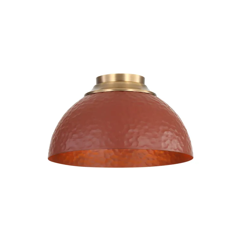 Golden Lighting Shepard 3-light Flush Mount in Modern Brass and Russet Clay shade — Golden Lighting LED Ceiling Lights 60.0W 