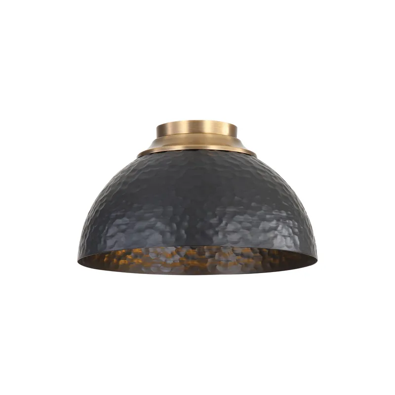 Golden Lighting Shepard 3-light Flush Mount in Modern Brass and Matte Black shade — Golden Lighting LED Ceiling Lights 60.0W 