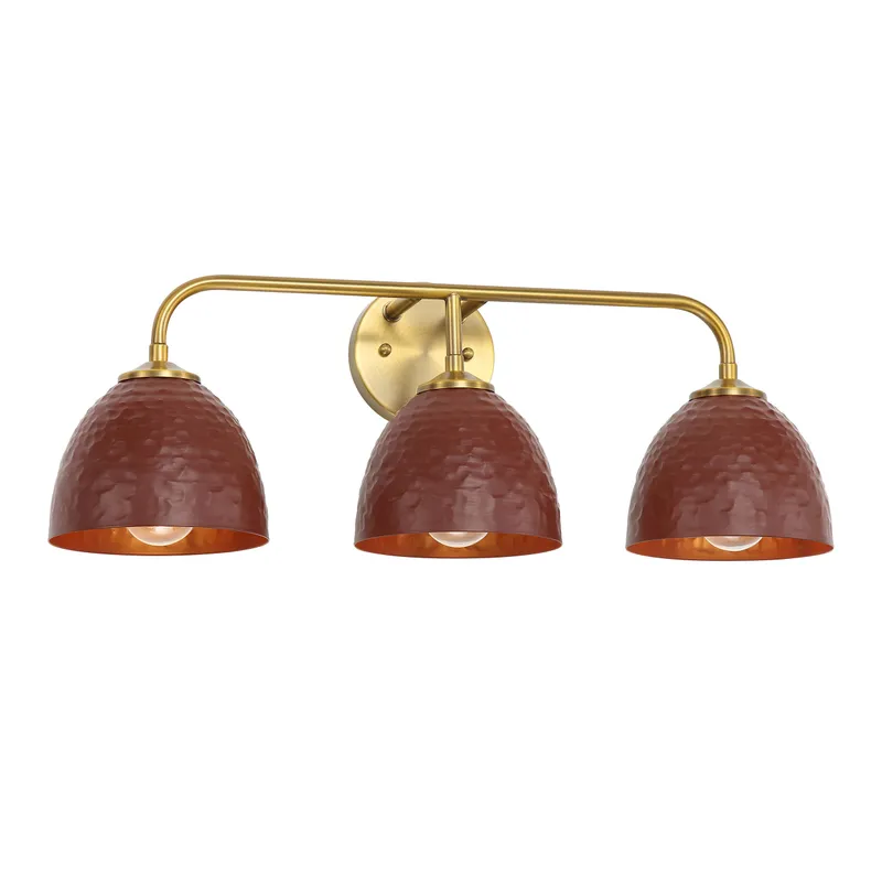Golden Lighting Shepard 3-light Vanity in Modern Brass and Russet Clay shade — Golden Lighting LED Wall Lights  