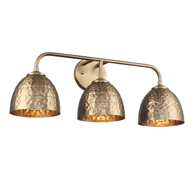 Golden Lighting Shepard 3-light Vanity in Modern Brass and Modern Brass shade — Golden Lighting LED Wall Lights  
