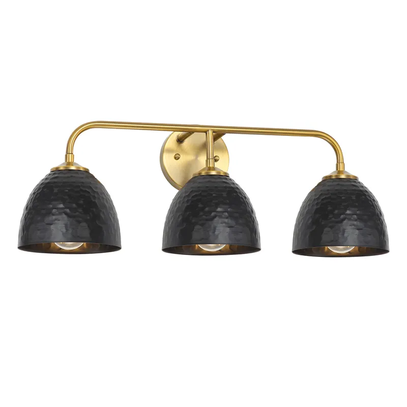 Golden Lighting Shepard 3-light Vanity in Modern Brass and Matte Black shade — Golden Lighting LED Wall Lights  