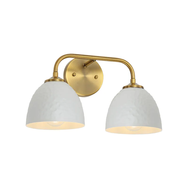 Golden Lighting Shepard 2-light Vanity in Modern Brass and Matte White shade — Golden Lighting LED Wall Lights  