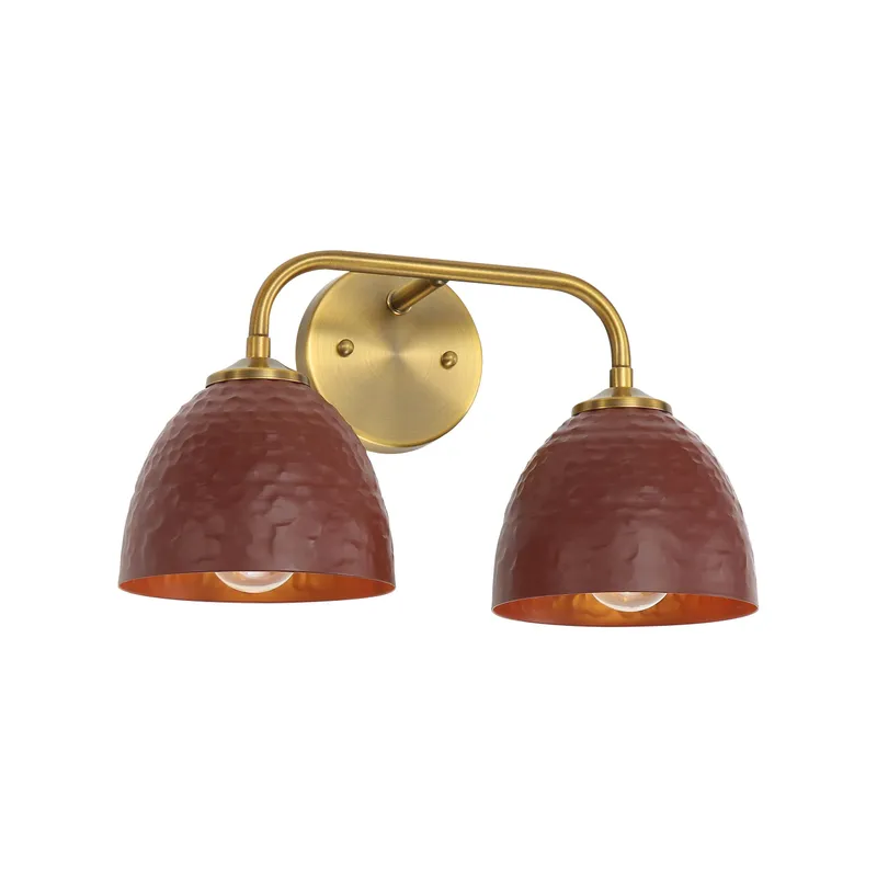 Golden Lighting Shepard 2-light Vanity in Modern Brass and Russet Clay shade — Golden Lighting LED Wall Lights  