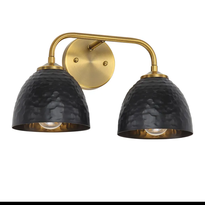 Golden Lighting Shepard 2-light Vanity in Modern Brass and Matte Black shade — Golden Lighting LED Wall Lights  