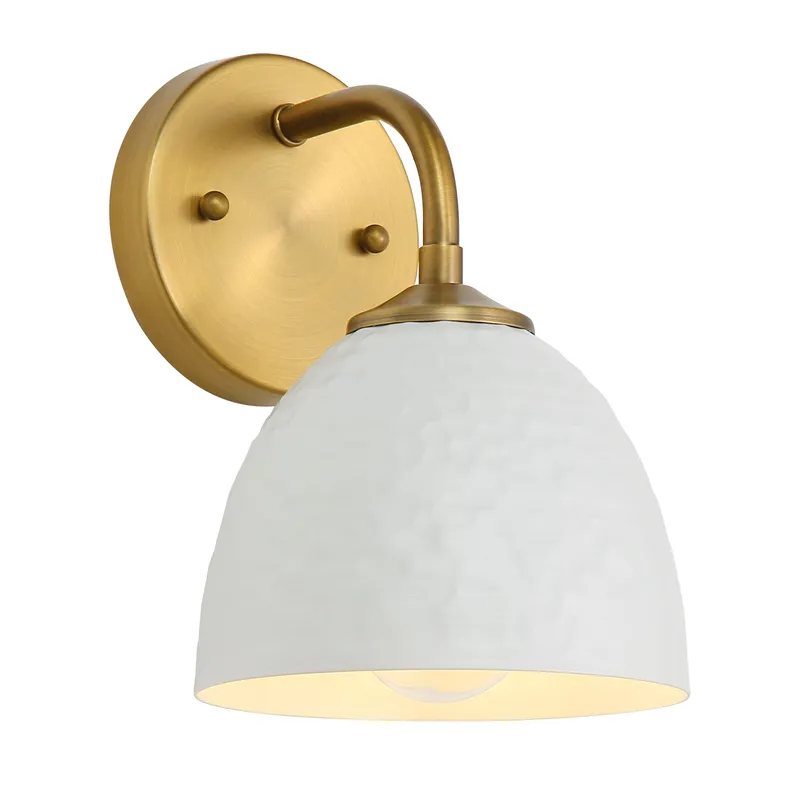 Golden Lighting Shepard 1-light Wall Sconce in Modern Brass and Matte White shade — Golden Lighting LED Wall Lights 1.0W 