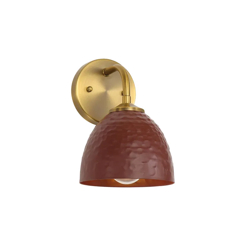 Golden Lighting Shepard 1-light Wall Sconce in Modern Brass and Russet Clay shade — Golden Lighting LED Wall Lights 100.0W 