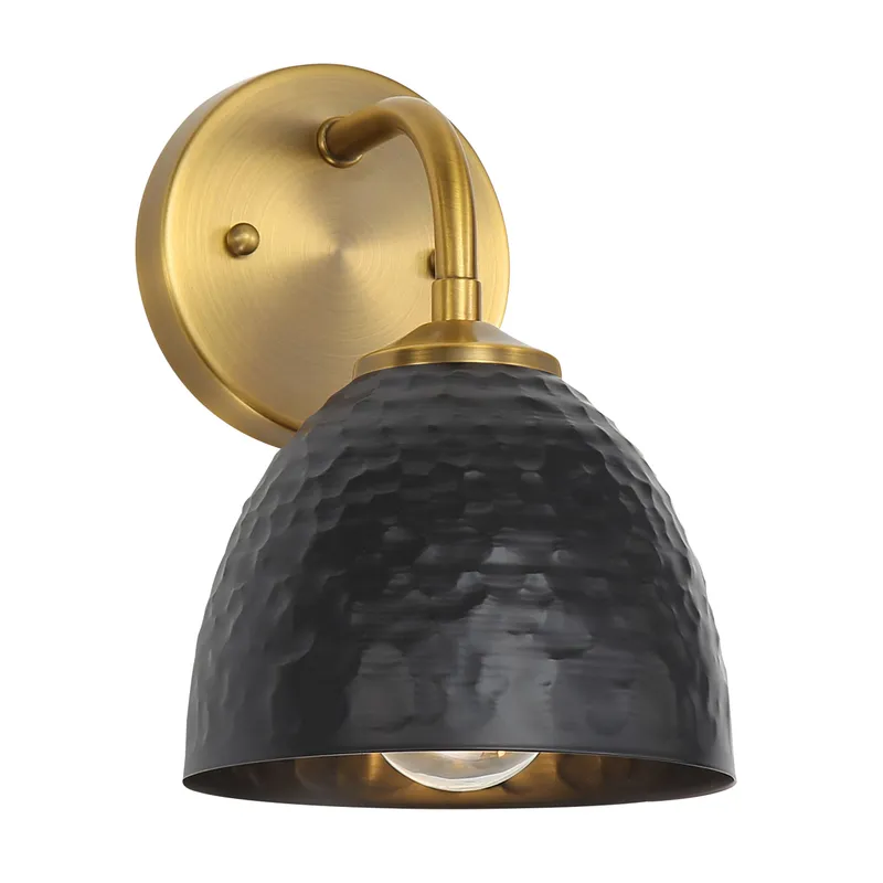Golden Lighting Shepard 1-light Wall Sconce in Modern Brass and Matte Black shade — Golden Lighting LED Wall Lights 100.0W 
