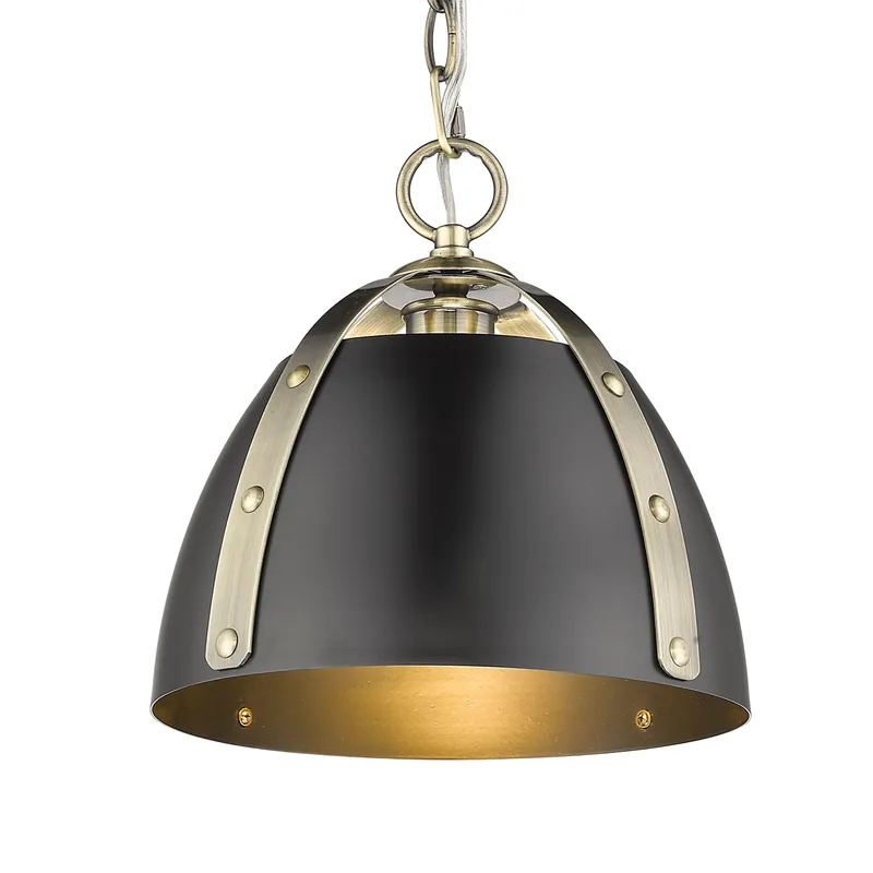 Golden Lighting Aldrich 1-light Pendant in Aged Brass — Golden Lighting LED Pendant Lights 100.0W 