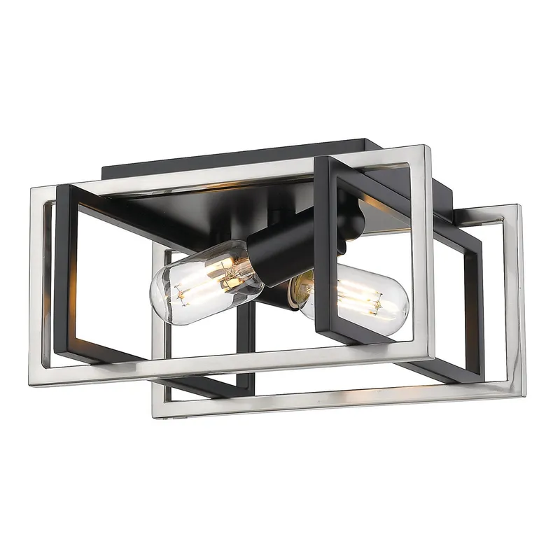 Golden Lighting Tribeca 2-light Flush Mount in Matte Black and Pewter Accents — Golden Lighting LED Ceiling Lights  