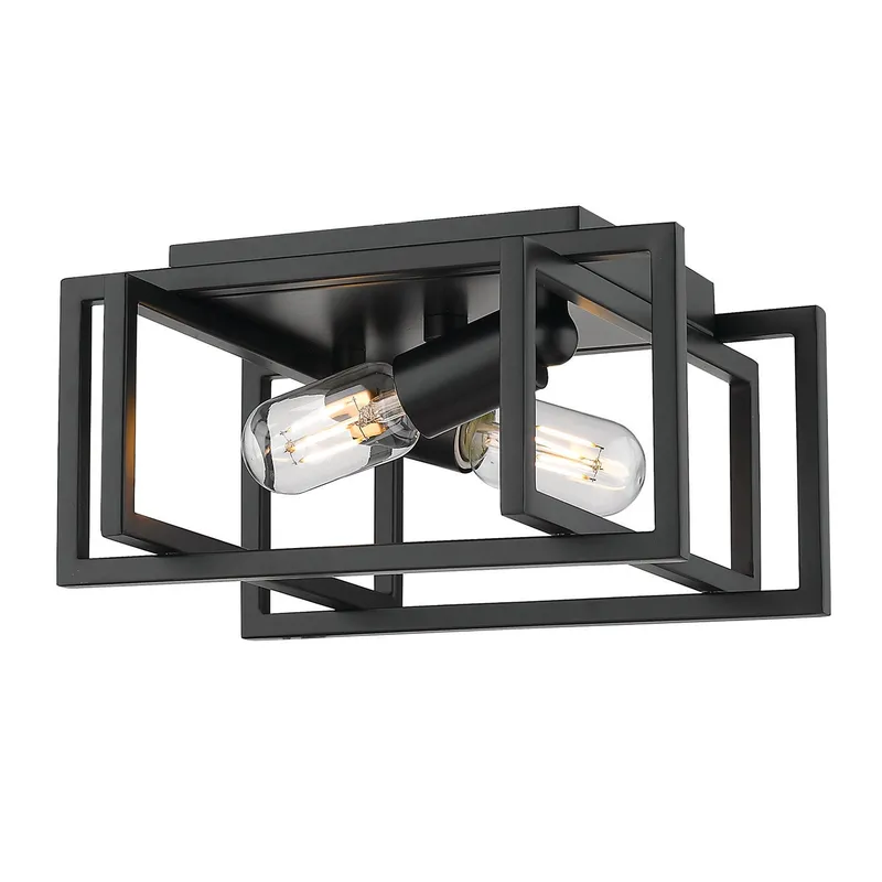 Golden Lighting Tribeca 2-light Flush Mount in Matte Black — Golden Lighting LED Ceiling Lights  