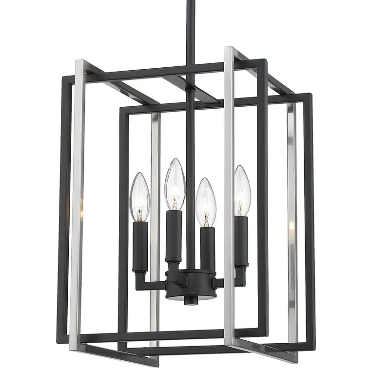 Golden Lighting Tribeca 4-light Pendant in Matte Black and Pewter Accents — Golden Lighting LED Pendant Lights  