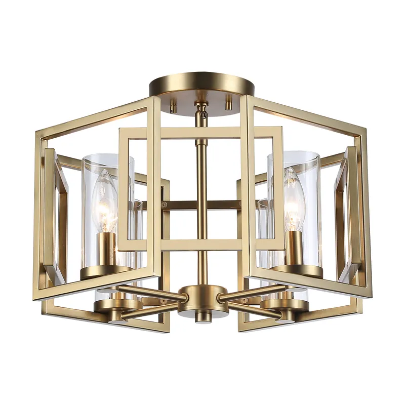 Golden Lighting Marco 4-light Flush Mount in Brushed Champagne Brass — Golden Lighting LED Ceiling Lights  