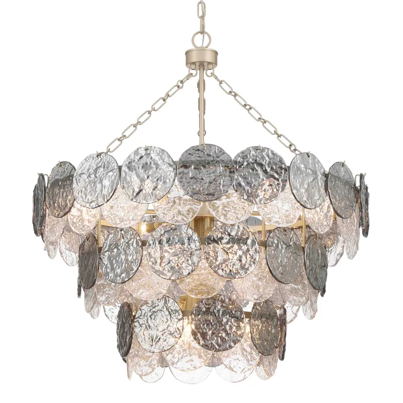 Yep by Golden Lighting Cascada 13-light Pendant in Aegean Silver and Smoke Plated Glass — Golden Lighting LED Pendant Lights  