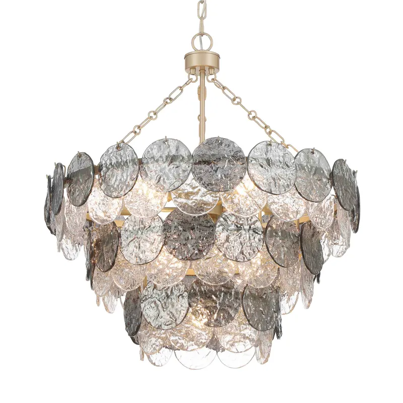 Yep by Golden Lighting Cascada 11-light Pendant in Aegean Silver and Smoke Plated Glass — Golden Lighting LED Pendant Lights  