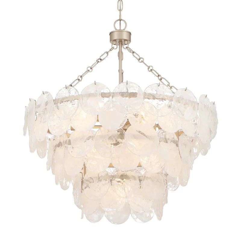 Yep by Golden Lighting Cascada 11-light Pendant in Aegean Silver and Cirrus Cloud Glass — Golden Lighting LED Pendant Lights 60.0W 