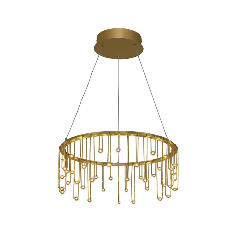 Golden Lighting Lucerna Integrated LED 14in Chandelier in Stainless Steel Gold — Golden Lighting LED Pendant Lights  3000K