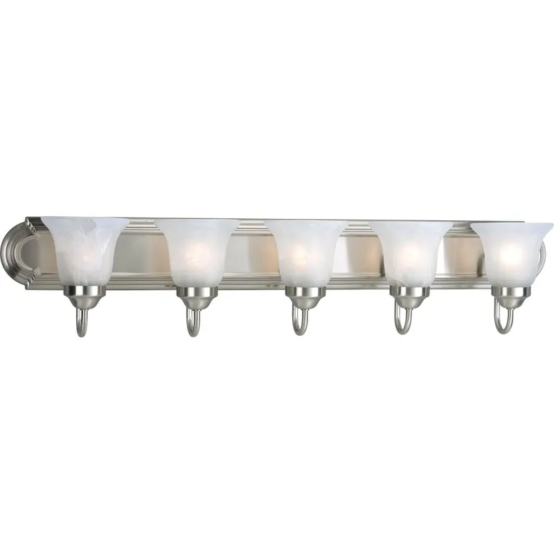 Alabaster Glass Five-Light Bath & Vanity — Progress Lighting LED Wall Lights  