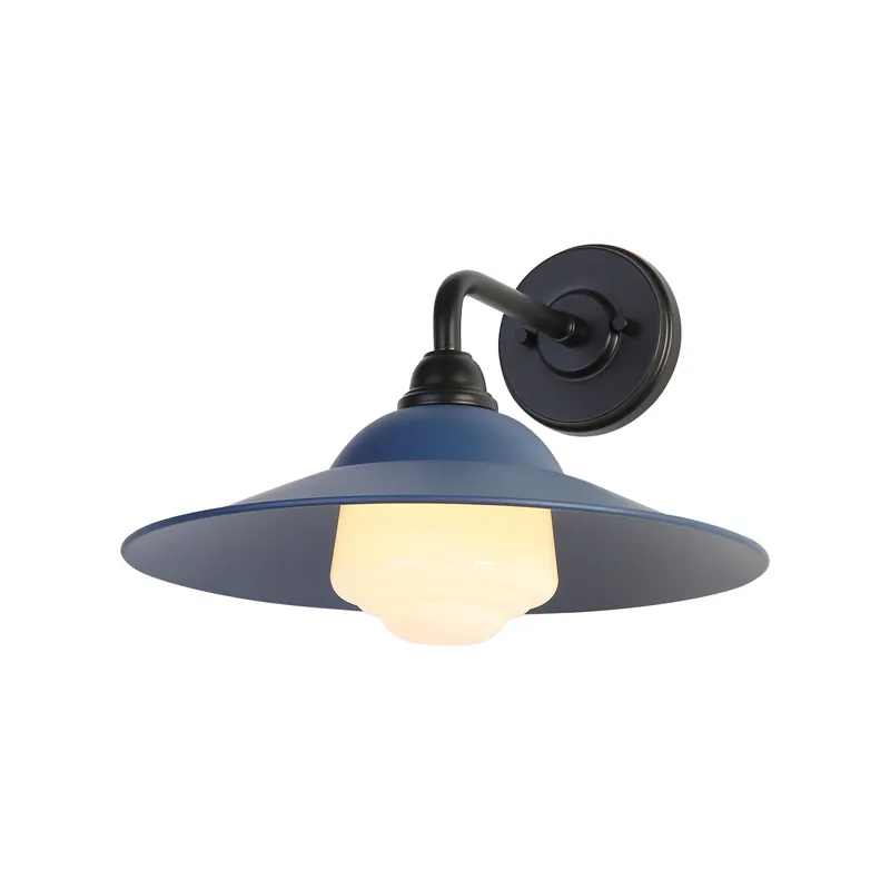 Yep by Golden Lighting Croma 1-light Wall Sconce in Matte Blue shade and White Bell Glass — Golden Lighting LED Wall Lights  