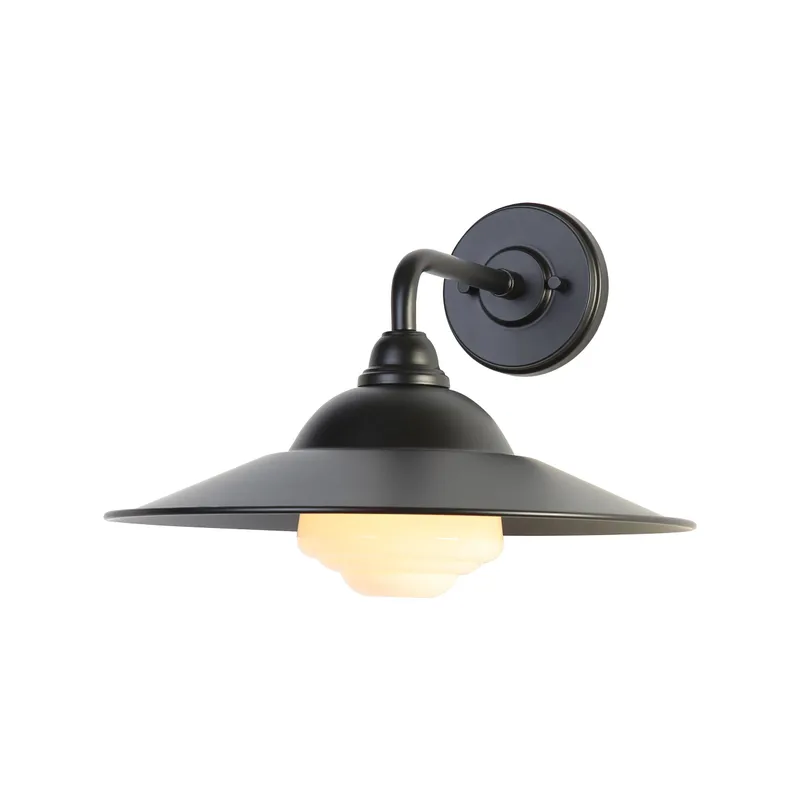 Yep by Golden Lighting Croma 1-light Wall Sconce in Matte Black shade and White Bell Glass — Golden Lighting LED Wall Lights  