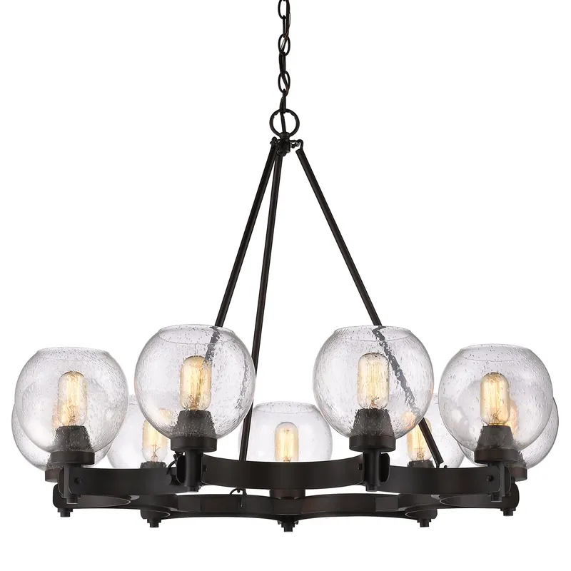 Golden Lighting Galveston 9-light Chandelier in Rubbed Bronze — Golden Lighting LED Pendant Lights 60.0W 
