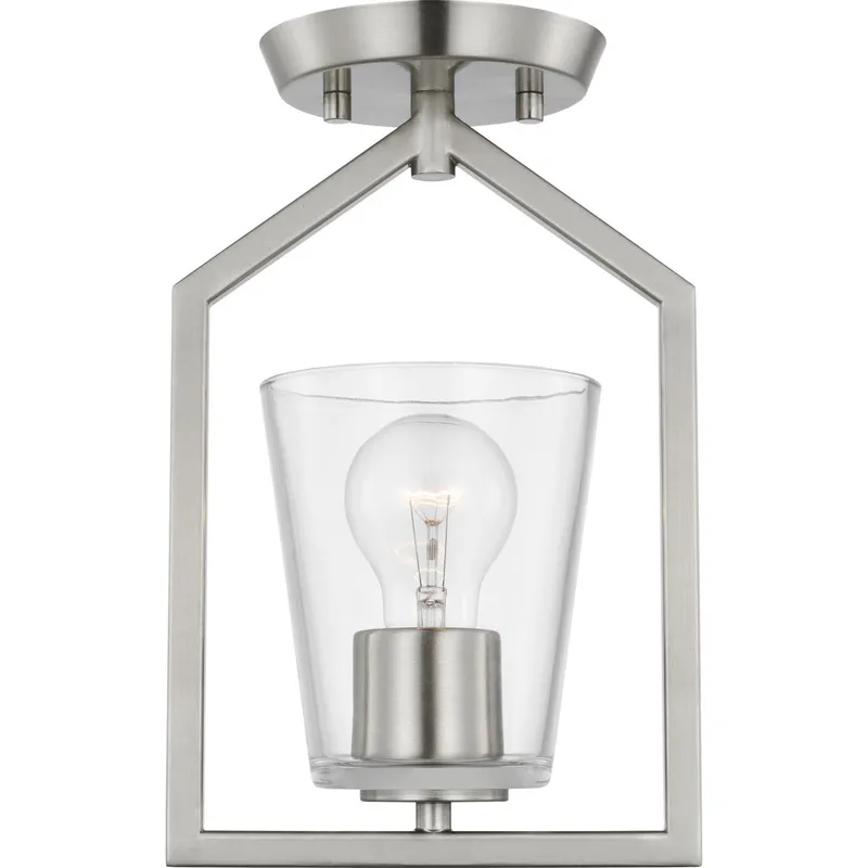 Vertex Collection One-Light Clear Glass Semi-Flush Mount — Progress Lighting LED Post Top Lights  