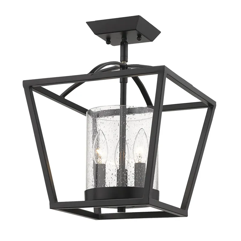 Golden Lighting Mercer 3-light Semi-Flush Mount in Matte Black — Golden Lighting LED Ceiling Lights  
