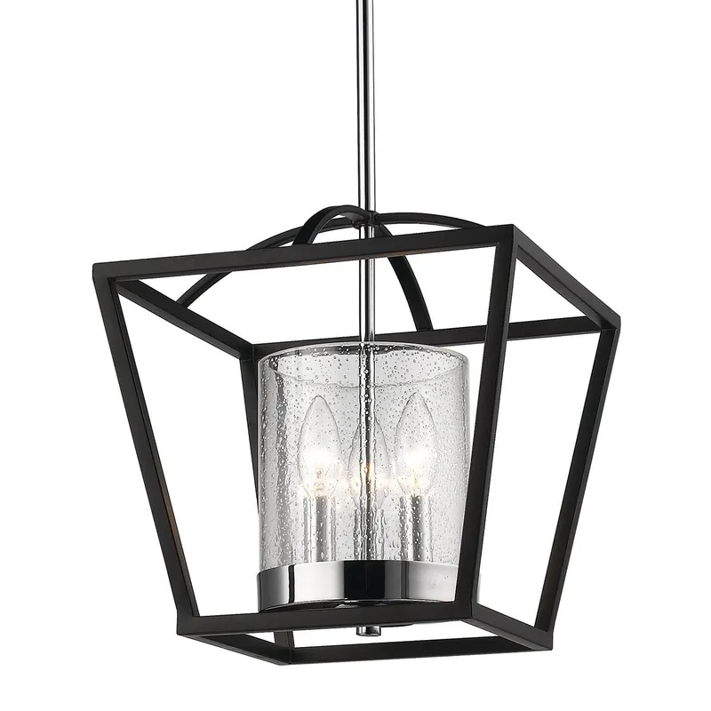 Golden Lighting Mercer 3-light Chandelier in Matte Black and Chrome Accents — Golden Lighting LED Pendant Lights  