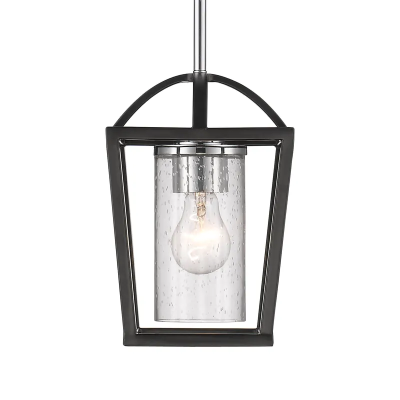 Golden Lighting Mercer 1-light Pendant in Matte Black and Chrome Accents — Golden Lighting LED Pendant Lights 60.0W 