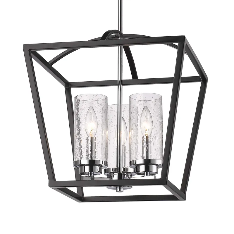 Golden Lighting Mercer 3-light Pendant in Matte Black and Chrome Accents — Golden Lighting LED Pendant Lights 60.0W 