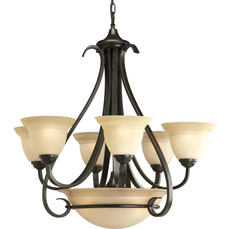 Torino Collection Six-Light Etched Glass Chandelier Light — Progress Lighting LED Landscape Lights  