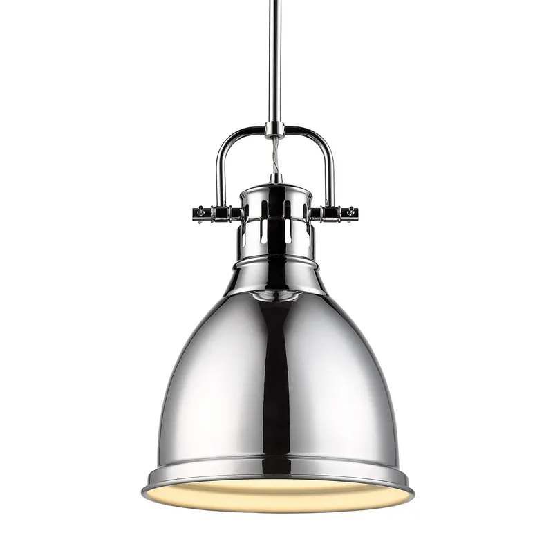 Yep by Golden Lighting Duncan 1-light 9in Rod Hung Pendant in Chrome — Golden Lighting LED Pendant Lights 100.0W 