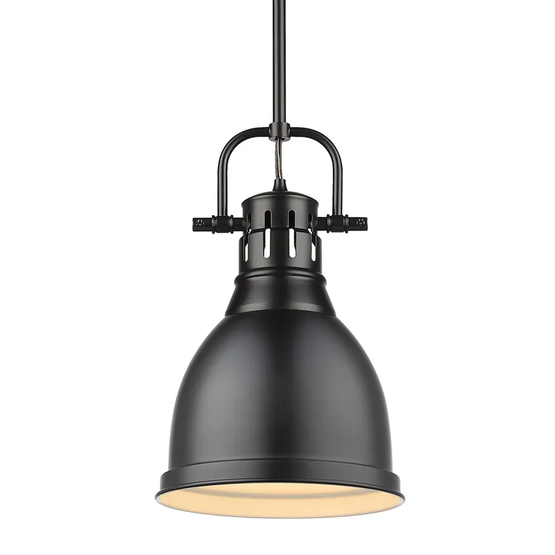 Yep by Golden Lighting Duncan 1-light 9in Rod Hung Pendant in Matte Black — Golden Lighting LED Pendant Lights 100.0W 