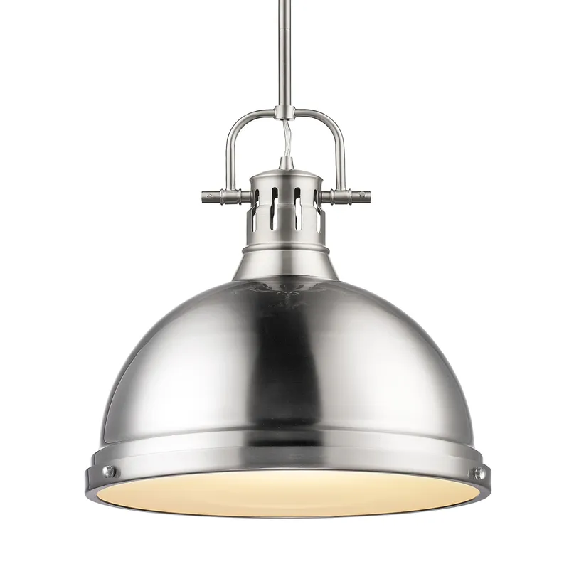 Yep by Golden Lighting Duncan 1-light 14in Rod Hung Pendant in Pewter — Golden Lighting LED Pendant Lights 100.0W 