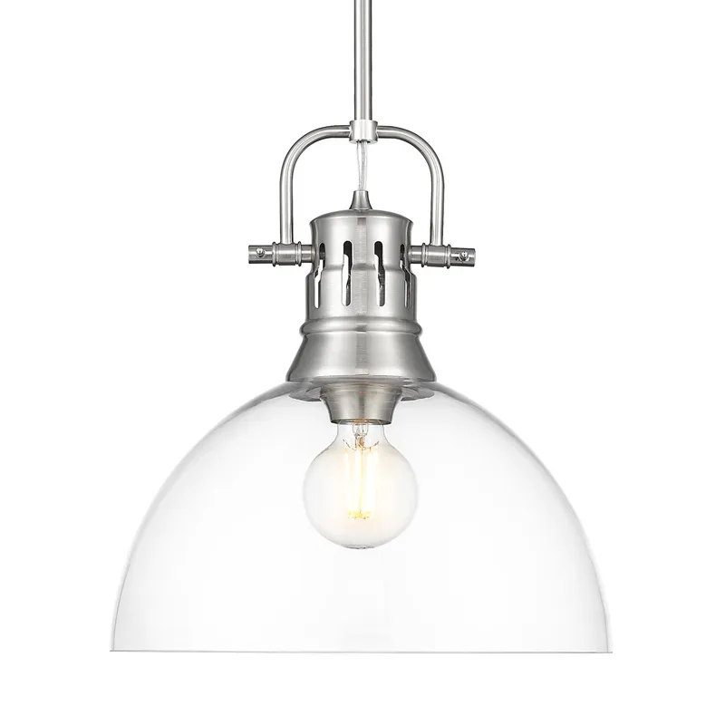 Yep by Golden Lighting Duncan 1-light 14in rod hung Pendant in Pewter and Clear Glass — Golden Lighting LED Pendant Lights  