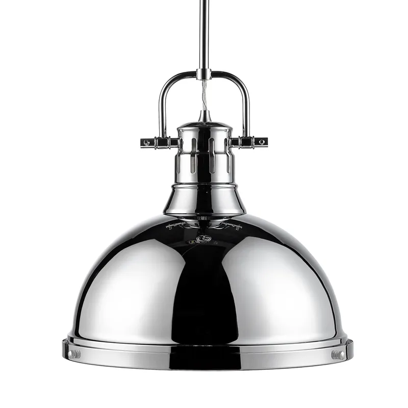 Yep by Golden Lighting Duncan 1-light 14in Rod Hung Pendant in Chrome — Golden Lighting LED Pendant Lights 100.0W 
