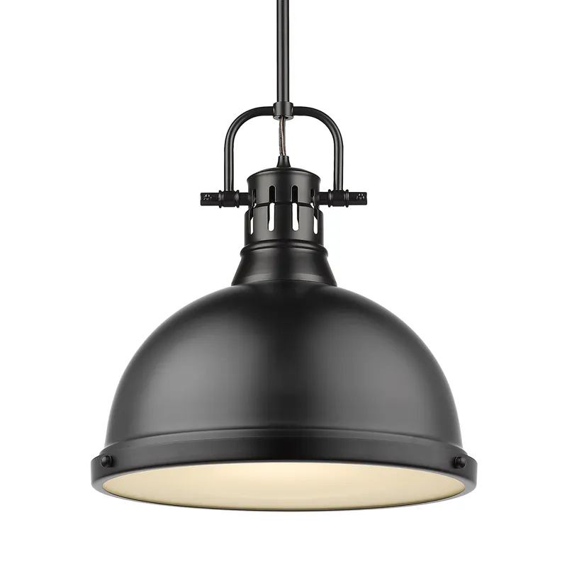 Yep by Golden Lighting Duncan 1-light 14in Rod Hung Pendant in Matte Black — Golden Lighting LED Pendant Lights  