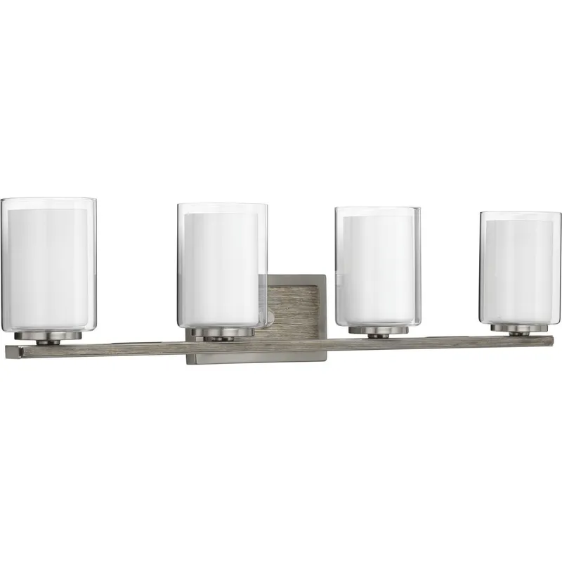 Mast Collection Four-Light Clear Glass Bath Vanity Light — Progress Lighting LED Wall Lights  