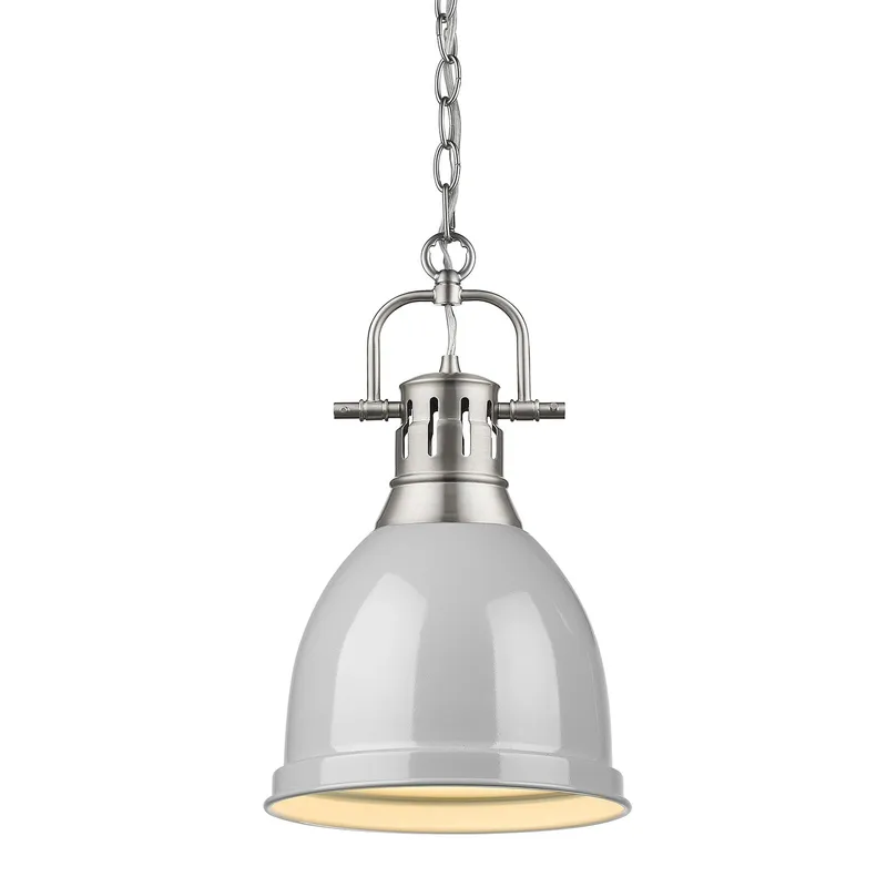 Yep by Golden Lighting Duncan 1-light Pendant in Pewter and Gray shade — Golden Lighting LED Pendant Lights 100.0W 