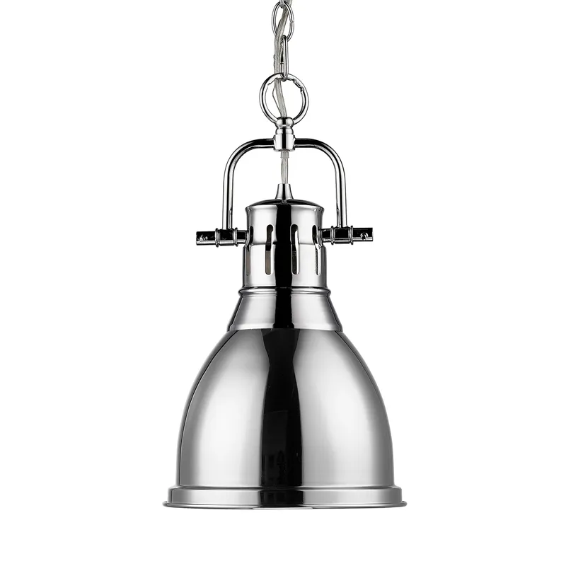 Yep by Golden Lighting Duncan 1-light 9in Chain Hung Pendant in Chrome — Golden Lighting LED Pendant Lights 100.0W 