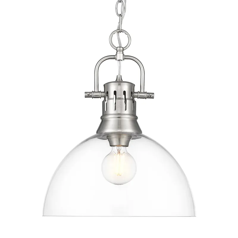 Yep by Golden Lighting Duncan 1-light 14in chain hung Pendant in Pewter and Clear Glass — Golden Lighting LED Pendant Lights  