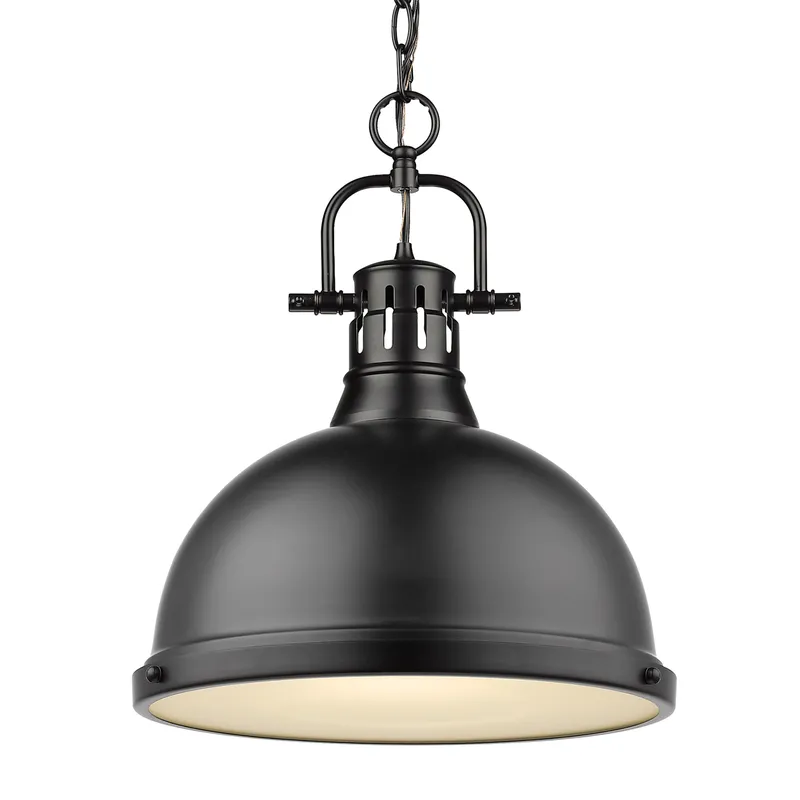 Yep by Golden Lighting Duncan 1-light 14in Chain Hung Pendant in Matte Black — Golden Lighting LED Pendant Lights  