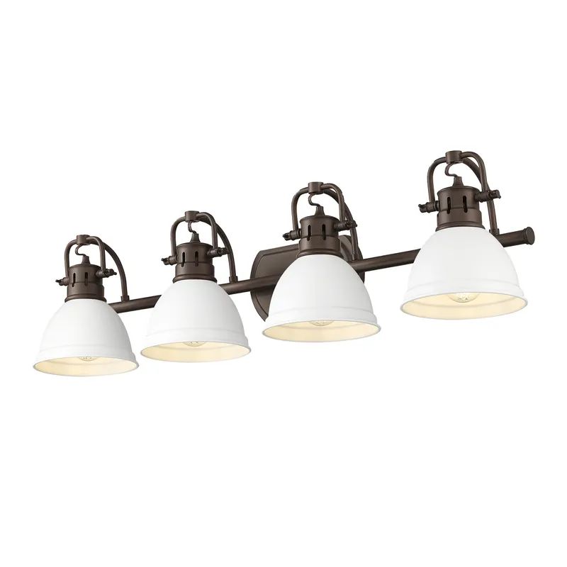 Yep by Golden Lighting Duncan 4-light Vanity in Rubbed Bronze and Matte White shade — Golden Lighting LED Wall Lights  