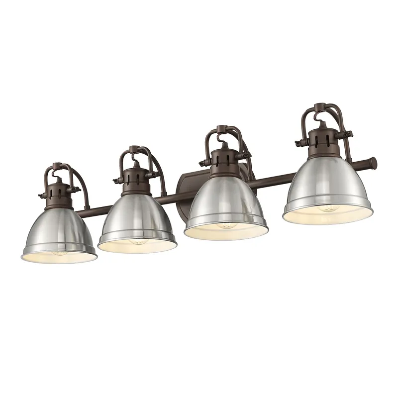Yep by Golden Lighting Duncan 4-light Vanity in Rubbed Bronze and Pewter shade — Golden Lighting LED Wall Lights  