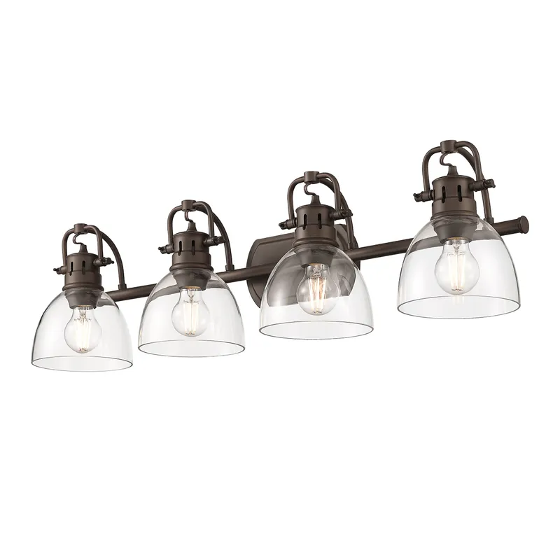 Yep by Golden Lighting Duncan 4-light Vanity in Rubbed Bronze and Clear Glass — Golden Lighting LED Wall Lights 100.0W 