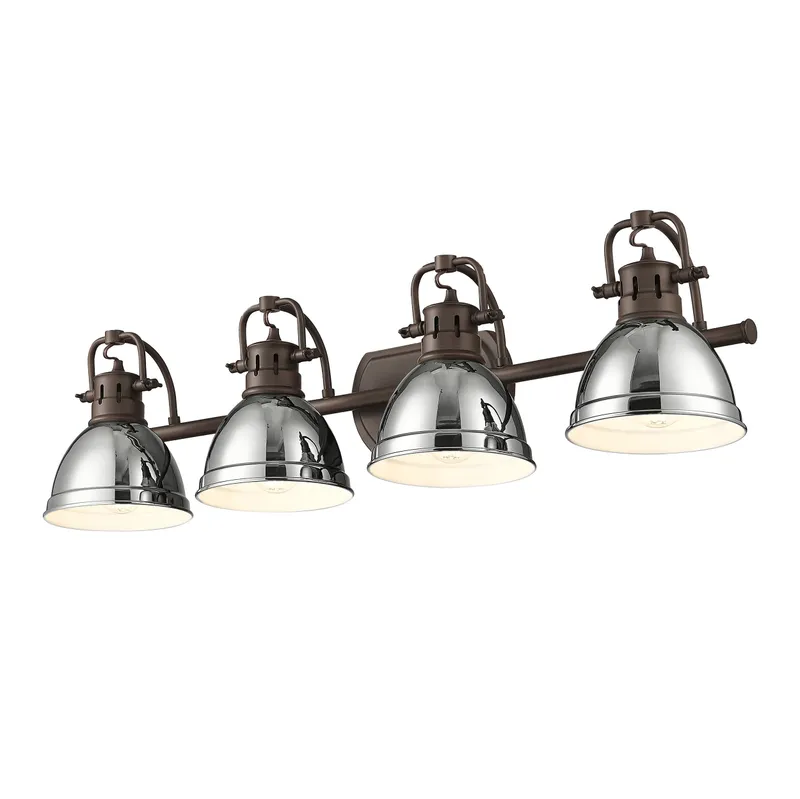 Yep by Golden Lighting Duncan 4-light Vanity in Rubbed Bronze and Chrome shade — Golden Lighting LED Wall Lights 100.0W 