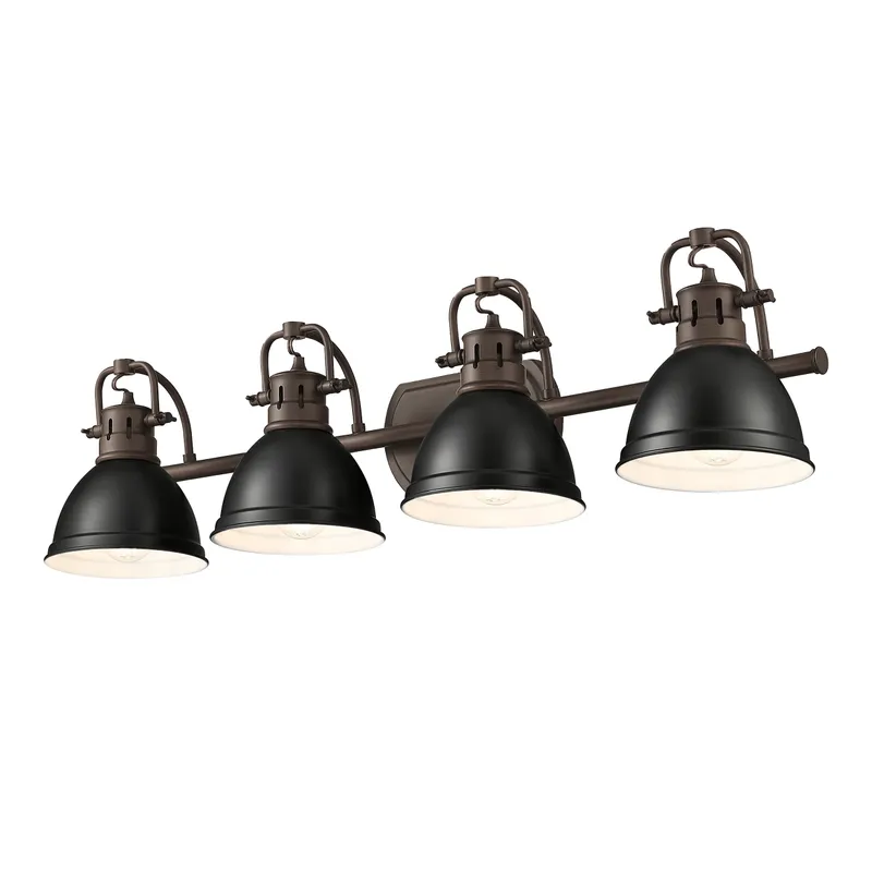 Yep by Golden Lighting Duncan 4-light Vanity in Rubbed Bronze and Matte Black shade — Golden Lighting LED Wall Lights  